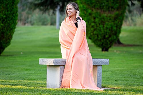 Meditation Shawl or Meditation Blanket, Shawl/Wrap, Oversize Scarf/Stole. Large. Unisex. - color: Salmon