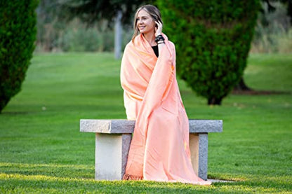 Meditation Shawl or Meditation Blanket, Shawl/Wrap, Oversize Scarf/Stole. Large. Unisex. - color: Salmon