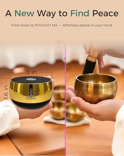 M3 Zen Frequency Sound Machine | Portable Meditation Chime for Deep Calm, Anxiety Relief & Sleep Aid | Screen-Free Alternative to Kinetic Sand Art | Includes Carry Bag - color: Gold