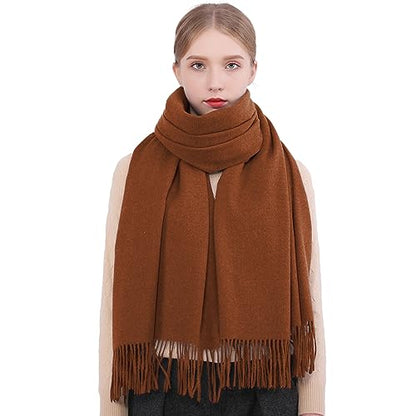 RIIQIICHY Winter Scarfs for Women Pashmina Shawls Wraps for Evening Dresses Large Warm Soft Scarves - color: Caramel
