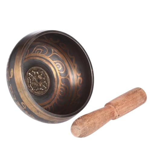 Singing Bowl Handmade Buddha Sound Bowl Bell Metal with Striker Buddhism Meditation Relaxation，D 2.8in