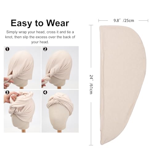 DRESHOW African Turban for Women Knotted Hairwraps for Sleeping Turban Headwraps Head Warmer Scarf for Black Women Chemo Cap - color: 1 Pack Style 2: Dark Beige