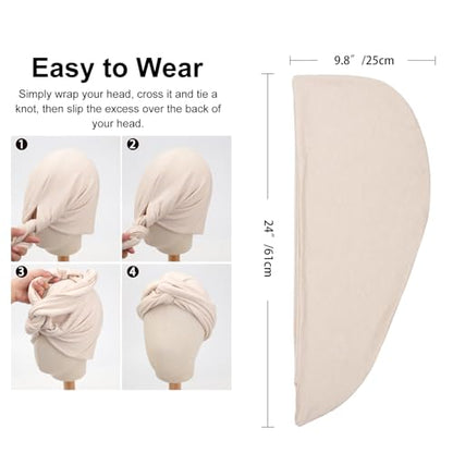 DRESHOW African Turban for Women Knotted Hairwraps for Sleeping Turban Headwraps Head Warmer Scarf for Black Women Chemo Cap - color: 1 Pack Style 2: Dark Beige