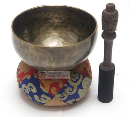 Antique Color Tibetan Handmade Meditation Singing Bowl Sets by Nepalese Handicraft Zone (5.5")