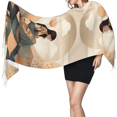 Meditation Scarf for Women Winter Warm Scarves, Cashmere Feel Tassel Fashion Scarfs, Pashmina Shawl and Wraps