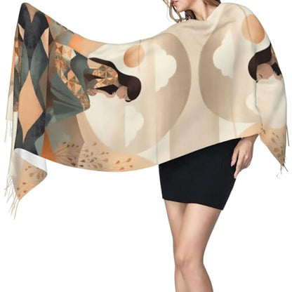 Meditation Scarf for Women Winter Warm Scarves, Cashmere Feel Tassel Fashion Scarfs, Pashmina Shawl and Wraps
