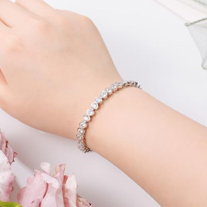 Birthstone Bracelets for Women, Sterling Silver 7 Inch Infinity Tennis Bracelet, Wedding Anniversary Birthday Jewelry Gifts for Women Wife Girlfriend Mom Her - color: 04-Apr-Cubic Zirconia