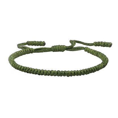 COLORFUL BLING Hand-Knitted Lucky String Bracelet Adjustable Tibetan Buddhist Prayer Yoga Mala Bracelets Kabbalah Protection Couple Jewelry - color: army green