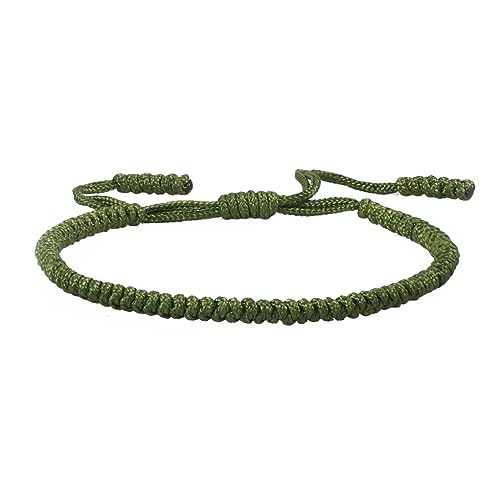COLORFUL BLING Hand-Knitted Lucky String Bracelet Adjustable Tibetan Buddhist Prayer Yoga Mala Bracelets Kabbalah Protection Couple Jewelry - color: army green