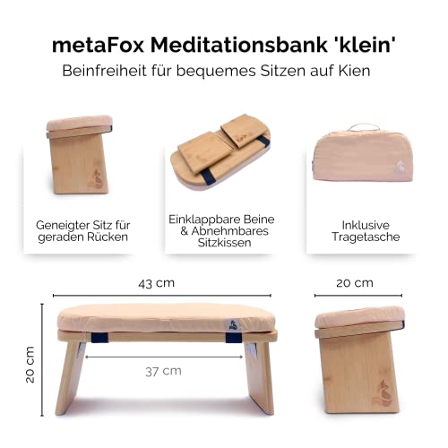 Meditation Bench | Foldable Bamboo Stool with Cushion and Carry Bag | for Your Mindfulness and Meditation Practice | Alternative to Meditation Cushion (Peach, Small)