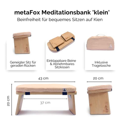 Meditation Bench | Foldable Bamboo Stool with Cushion and Carry Bag | for Your Mindfulness and Meditation Practice | Alternative to Meditation Cushion (Peach, Small)