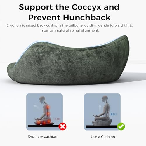 Meditation Cushion & Pillow Seat - No More Numb Legs Comfortable Memory Foam Sitting for Adult, idea for Reading, Yoga.