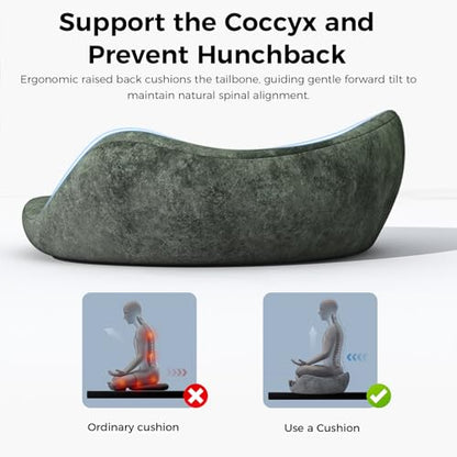 Meditation Cushion & Pillow Seat - No More Numb Legs Comfortable Memory Foam Sitting for Adult, idea for Reading, Yoga.