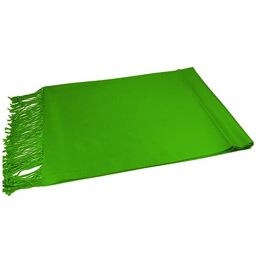 Glory Max Women Large Soft Silky Pashmina Shawl Wrap Scarf in Plain Solid Colors - color: Kelly Green