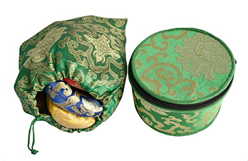 NHZ Chakra Healing Tibetan Singing Bowl Set of 7 for Meditation- Himalayan Singing bowls (Green) - color: Green