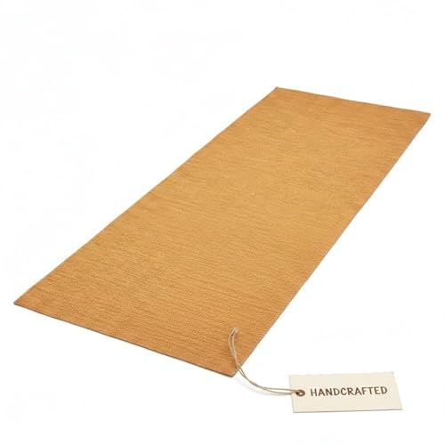 LFH Home Handmade Cotton Yoga Mat Cotton Rug picnic mat For Exercise, Workout, Fitness - Perfect Heavy Quality Eco Friendly Natural Cotton Woven Reversible Yoga Mats for Men & Women - 72x26 Inch. - color: Marigold