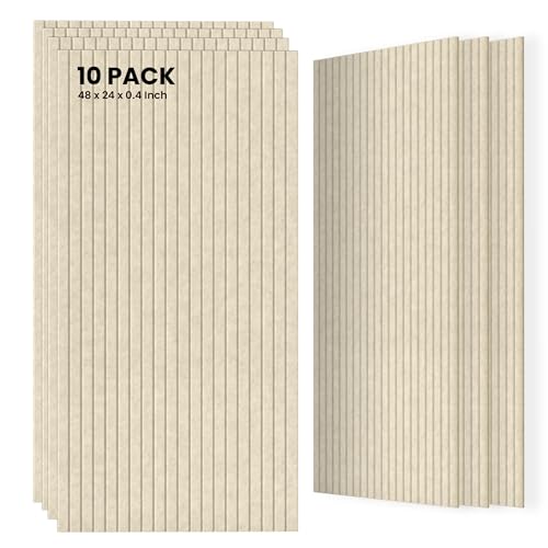 10 Pack Large Acoustic Panels, 47.2 x 23.6 x 0.35 Inch Sound Proof Foam Panels for Walls，Premium Noise Dampening Panels,Sound Panels for Media Room, Office and Studio,Camel - color: Camel, size: 10 pcs - 47.2'' * 23.6''