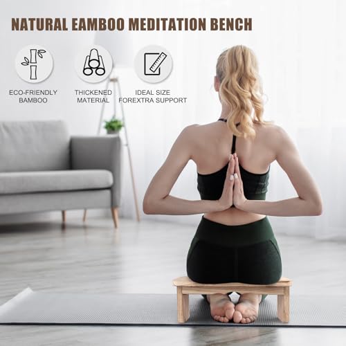 Folding Yoga Meditation Bench - Yoga Kneeling Bench for Adult, Wooden Zen Meditation Stool Kneeling Bench for Yoga Practice (Light Brown) - color: Light Brown