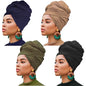 XTREND 4 Pieces African Head Wrap Turban for Women Fashion Headwear Solid Color Hijab Soft Hair Scarf Caps Bohemian Soft Breathable headwraps Tie (Black, Army Green, Navy, Camel) - color: Black, Army Green, Navy, Camel