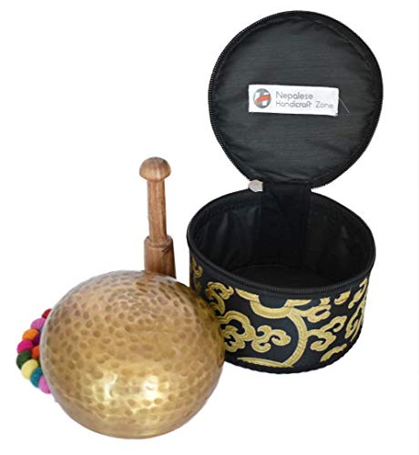 Meditation Yoga Singing Bowl Set With Mallet, Cushion & Brocade Bag - For Meditation, Chakra Healing, Prayer,Yoga, and Mindfulness by Nepalese Handicraft Zone (4 Inch Multicolor) - color: Multicolor