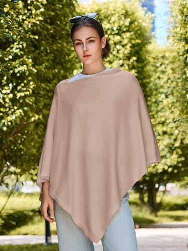 Lacretazhi Women'S Shawl Wraps Poncho Sweater Lightweight Knit Scarf With Buttons Versatile Cape Cardigan Spring Summer Fall - color: Khaki