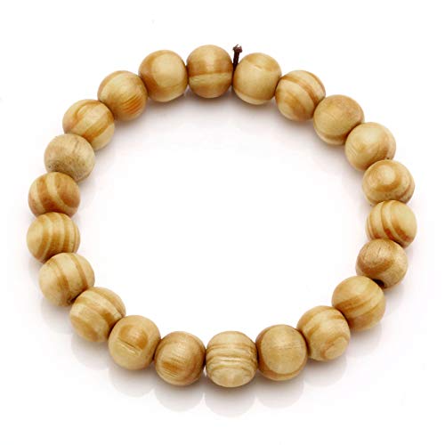5 Pcs Wood Beaded Bracelet for Men Tibetan Buddhist Meditation Mala Prayer Beads Bracelet Elastic - color: B-10MM
