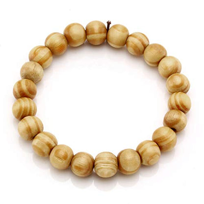 5 Pcs Wood Beaded Bracelet for Men Tibetan Buddhist Meditation Mala Prayer Beads Bracelet Elastic - color: B-10MM