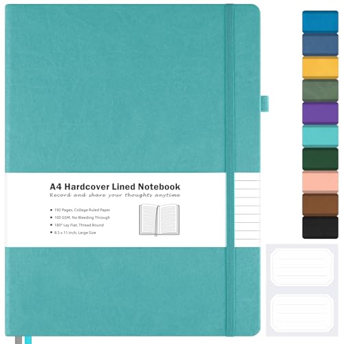 Blank Notebook, Hardcover Sketch Book, 8.5" x 11" Large Blank Journal, No Bleed Thick Paper Sketchbook for Drawing Art, Unlined Notebook Journal for Women Men, A4 Leather Sketchbook, Lay Flat, Teal - color: Teal