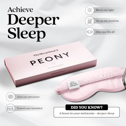 Pure Silk Sleep Mask [100% 6A Mulberry Silk, 22 Momme] Light Blocking Travel Essentials. Eye Masks for Sleeping. Black Oeko-Tex Blindfold. Eye Covers for Men & Women - color: Peony Pink