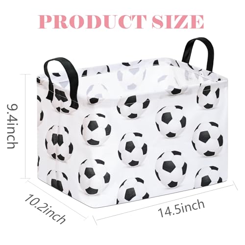 Rectangle Soccer Football Storage Basket | Gift Storage, Home Shelf Organizer Box, Clothes Laundry Hamper, Nursery Basket, With Handles - color: Soccer