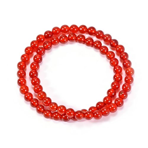14in Agate Wrap Bracelet for Women Men Natural Round Beaded Agates Stone Healing Stretch Bracelets Elastic Handmade Polished Gemstone Beads Bracelet - color: Red Agate, size: 6mm Beads