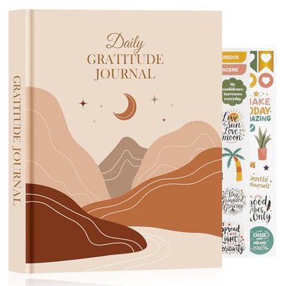 Lanpn Daily Gratitude Journal for Woman Men, 4 Month Mindfulness & Affirmation Planner, 7.8"x9.2" The 5 Minute Grateful Diary, Guided Reflection with Positivity Prompts & Quotes Undated Notebook - color: Moon