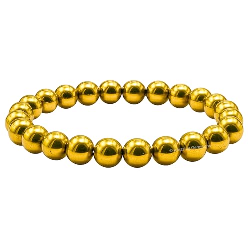 Amazing Gemstone Crystal Bracelet for Women Men's Gifts - Protection Healing Crystal Bracelet - 8mm Gemstone Beaded Stretchable Bracelet Pulseras Para Hombres Mujer Stocking Stuffers Mothers Day Gift (Golden Hematite) - color: Golden Hematite