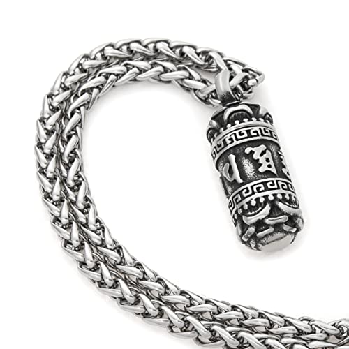 Tibetan Mantra Necklace Stainless Steel Keel Chain Meditation Healing Six Words Buddhist Jewelry Men Women