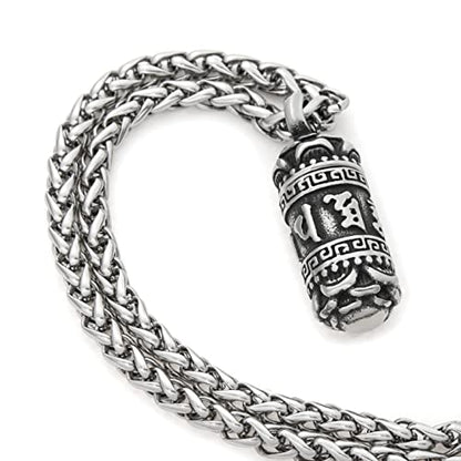 Tibetan Mantra Necklace Stainless Steel Keel Chain Meditation Healing Six Words Buddhist Jewelry Men Women