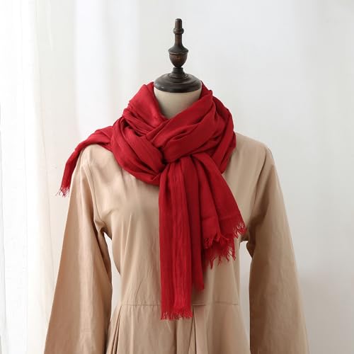 Pashmina Shawl Party Wraps Evening Dress Bridesmaid Long Cotton Scarves for Wedding - color: Wine Red 12