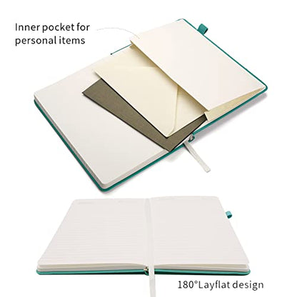 Lined Journal Notebooks with Pen Loop, Hardcover Notebook Journal for Work, 100Gsm Premium Thick Paper with Inner Pocket, Medium 5.7"x8.4", （Cyan, Ruled） - color: Cyan