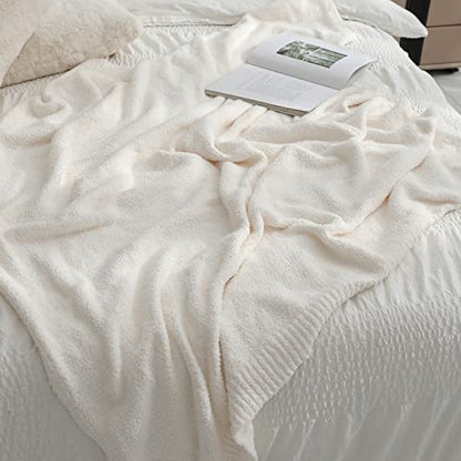 bearberry Super Soft Fluffy Throw Blanket Lightweight Cozy Warm Bed Blankets for Couch Bed Sofa All Season (Cream, 60”x80”) - color: Cream, size: Twin(60″x80″)
