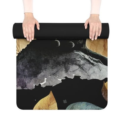 Moonlit Cat Yoga Mat, Meditation Mat, Eco-Friendly Fitness Gear, Cat Lover Gift, Home Decor