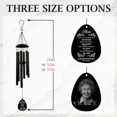 Personalized Memorial Wind Chimes for Outside Custom Photo with Name & Date, in Loving Memory - Sympathy Gifts - Keepsake Loss of Beloved One - size: Wind Chimes