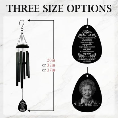 Personalized Memorial Wind Chimes for Outside Custom Photo with Name & Date, in Loving Memory - Sympathy Gifts - Keepsake Loss of Beloved One - size: Wind Chimes