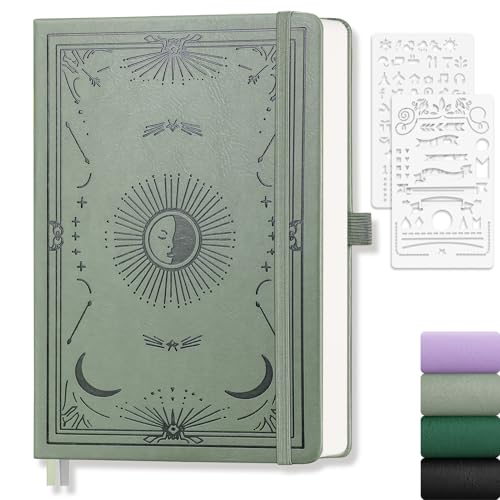 Blank Journal for Women Men, 192 Pages A5 Notebook Journal, Hardcover Notebook with 100Gsm Thick Pages, Leather Note Book for Writing, Travel, Business, Office, Prayer 5.7 x 8.3, Light Green - color: Light Green, style: Plain