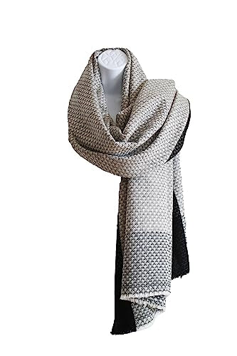 Handwoven Shawl Wraps Large Stole 8 ply Exclusive Premium Quality Wool Handmade in Nepal Pashmina Scarfs for Women And Men - color: Pineapple Grid