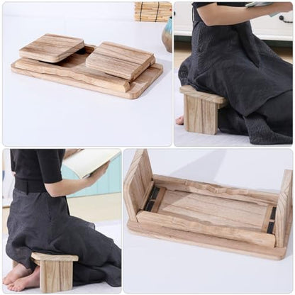 Outanaya Meditation Kneel Sit Stool Wooden Meditation Bench for Home Temple Relaxation Non-Slip Design for Comfortable Sitting and Improved Circulation