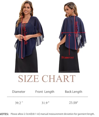 Baoqiya Chiffon Shawl Evening Scarf Shawls and Wraps for Women Wedding Party Bridal Scarves Cover Ups - color: Navy