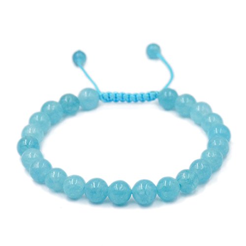 AD Beads Unisex 8mm Gemstone Bracelets Healing Macrame Adjustable 7-9 Inches || wear this healing natural gemstone bracelet help to erase your pain and fear || recover your energy||| - color: Aquamarine