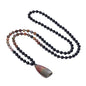 COAI 108 Mala Beaded Necklace for Women Men, Teardrop Pendant Picasso Jasper Onyx Crystal Necklace for Women Men
