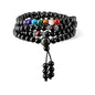 COAI 108 Japa Mala 7 Chakra Stone Wrap Bracelet Necklace - style: Rainbow Obsidian