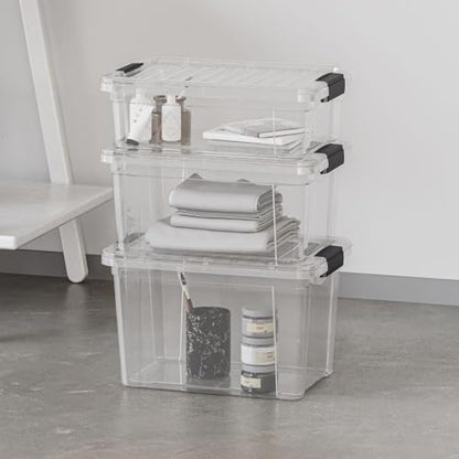 Superio Clear Storage Box with Lid, 2.5 Quart Plastic Container Bins for Organizing, Stackable Crates, BPA Free, Non Toxic, Odor Free, Organizers - size: 2.5 Quart