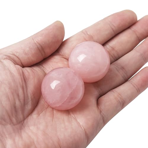 Hand Exercise Balls 30mm for Women - Set of 2 Natural Crystal Stone Spheres - Finger Joint Relief & Stress Relax, Perfect Size for Women's Hands, Rose Quartz - color: Rose Quartz